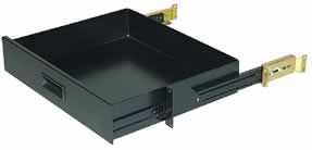 TELESCOPIC DRAWERS are available in standard sizes of 2RU and 3RU and are fitted with a central pull out handle.